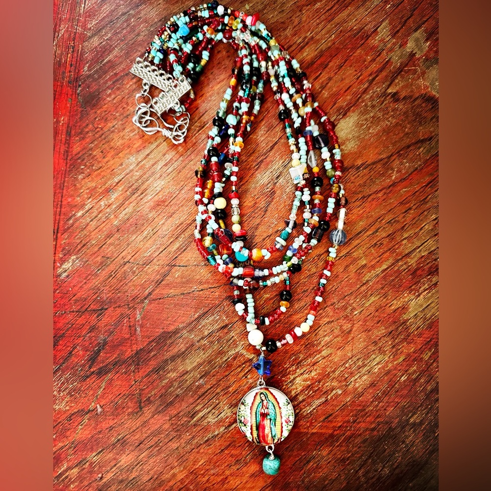RESTOCK 5 Strand Guadalupe Statement Necklace.
